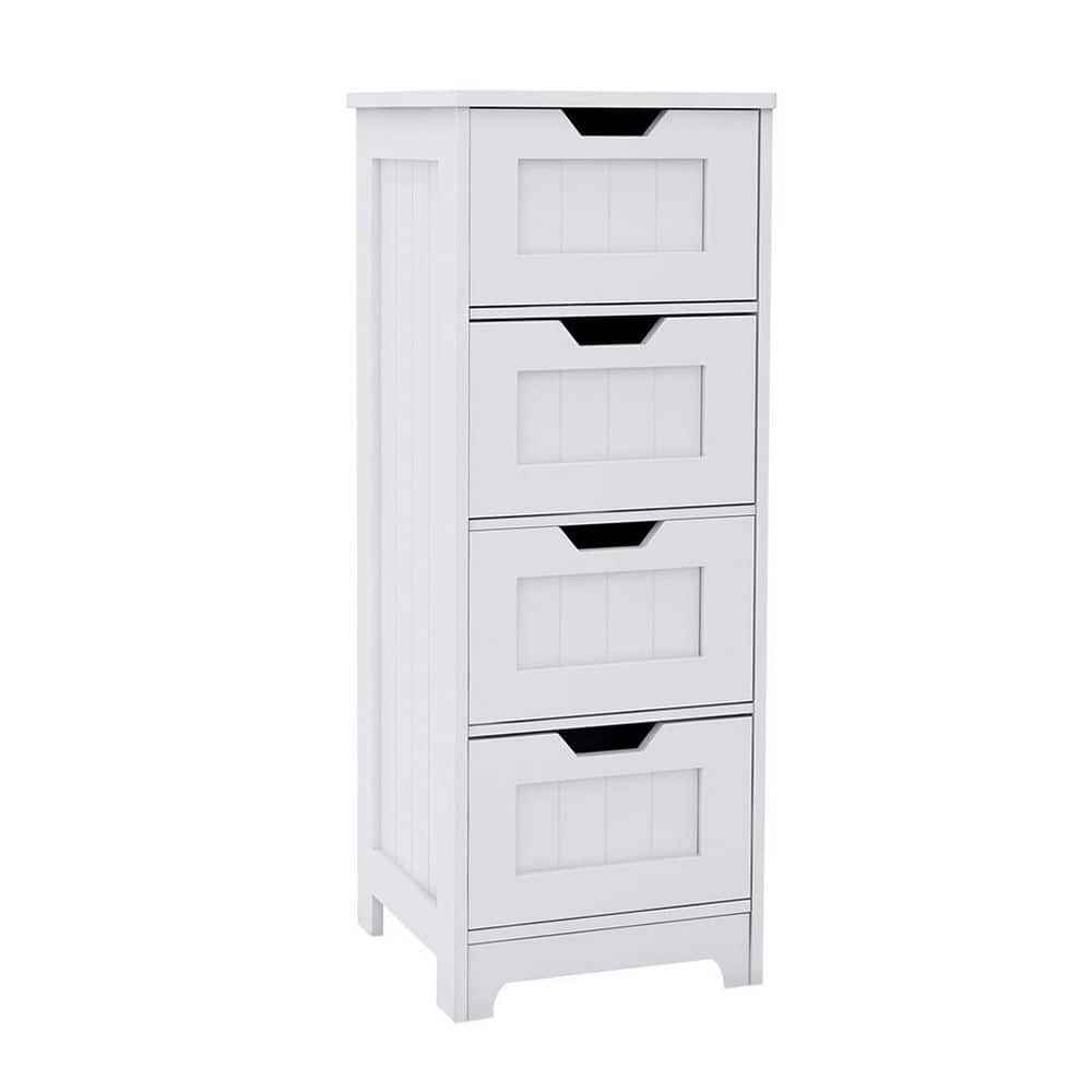 11.8 in. W x 11.8 in. D x 32.68 in. H White MDF Freestanding Linen Cabinet with 4 Drawers price history on PriceWatchPro