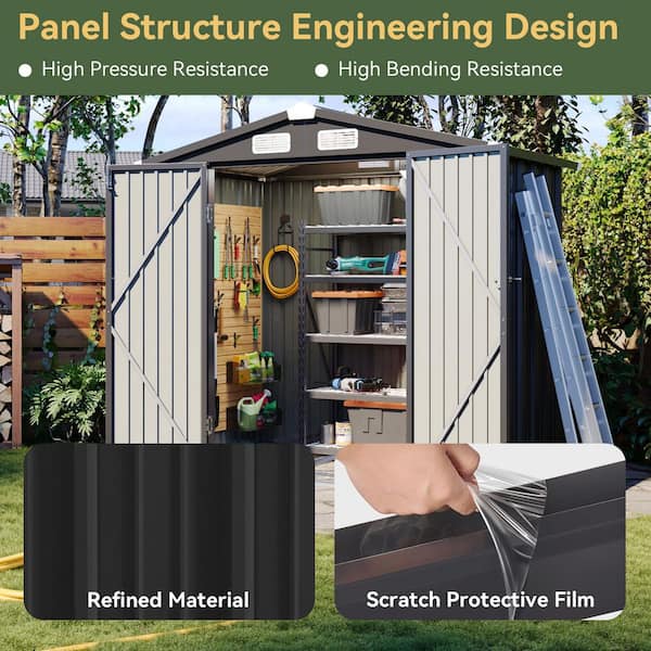 Sizzim 6 ft. W x 4 ft. D Outdoor Metal Storage Shed with Subfloor