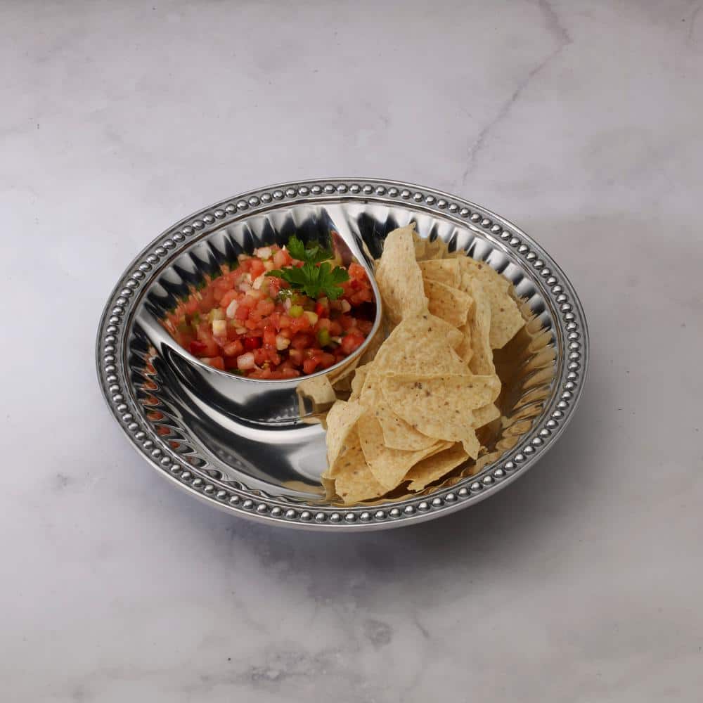 Classic Round Metal Platter with Beaded Perimeter