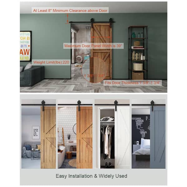 Sliding Barn Door Hardware - 6'6" J Strap - View #7