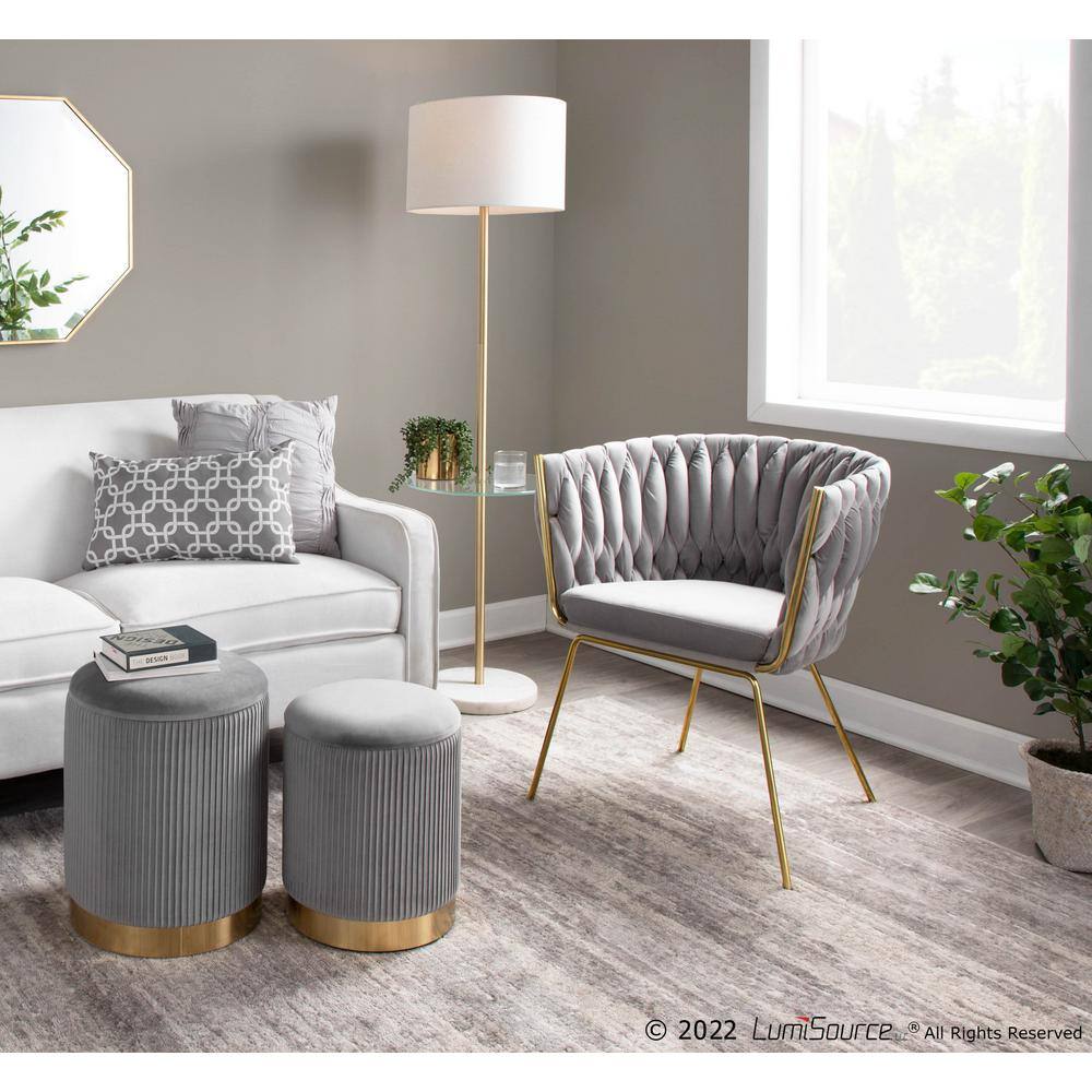 Elegant Silver Velvet Barrel Accent Chair with Metal Base