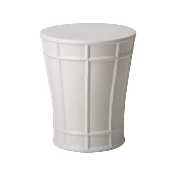 Emissary Varro 18 in. H White Round Ceramic Garden Stool