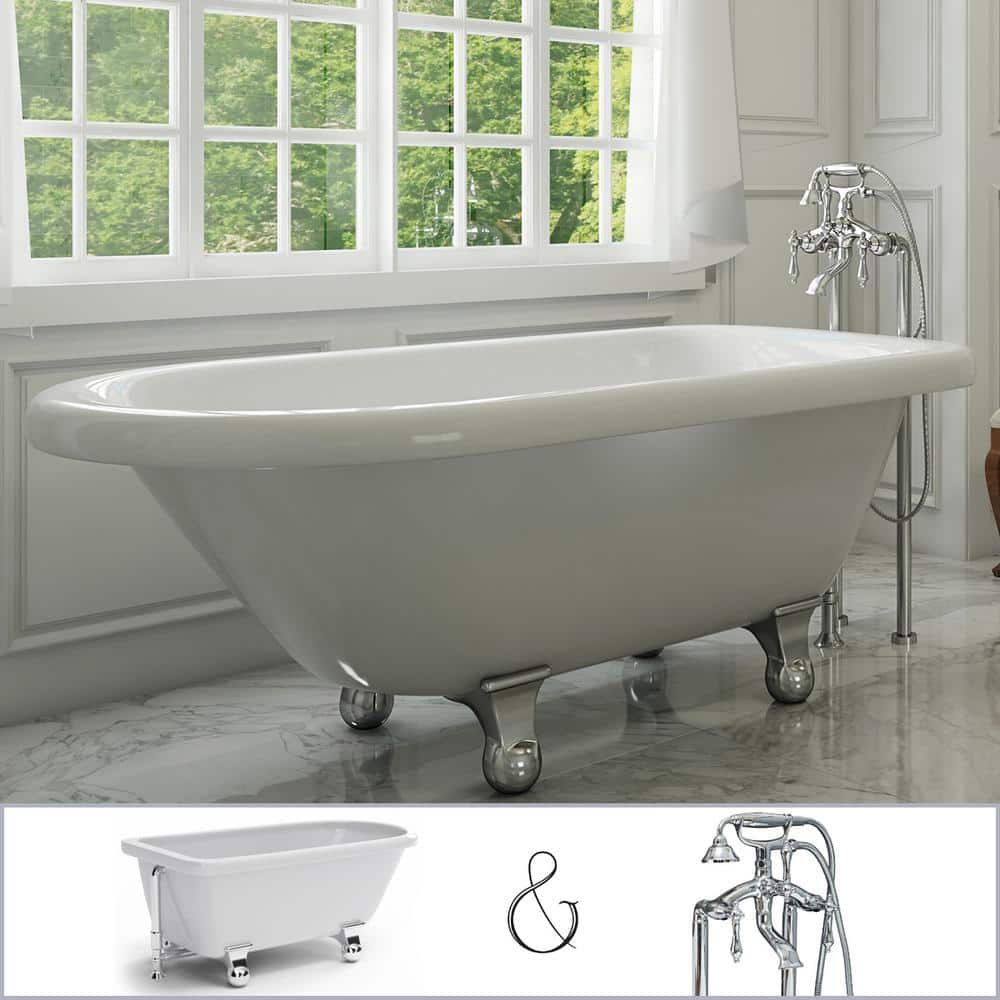 PELHAM WHITE Highview 54 in. Acrylic Clawfoot Bathtub in White