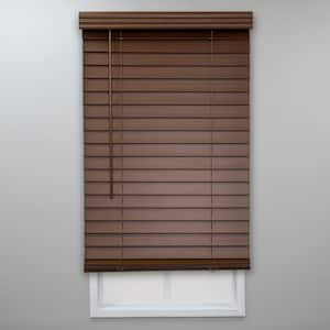 Perfect Lift Window Treatment Gray Cordless Room Darkening Faux Wood 