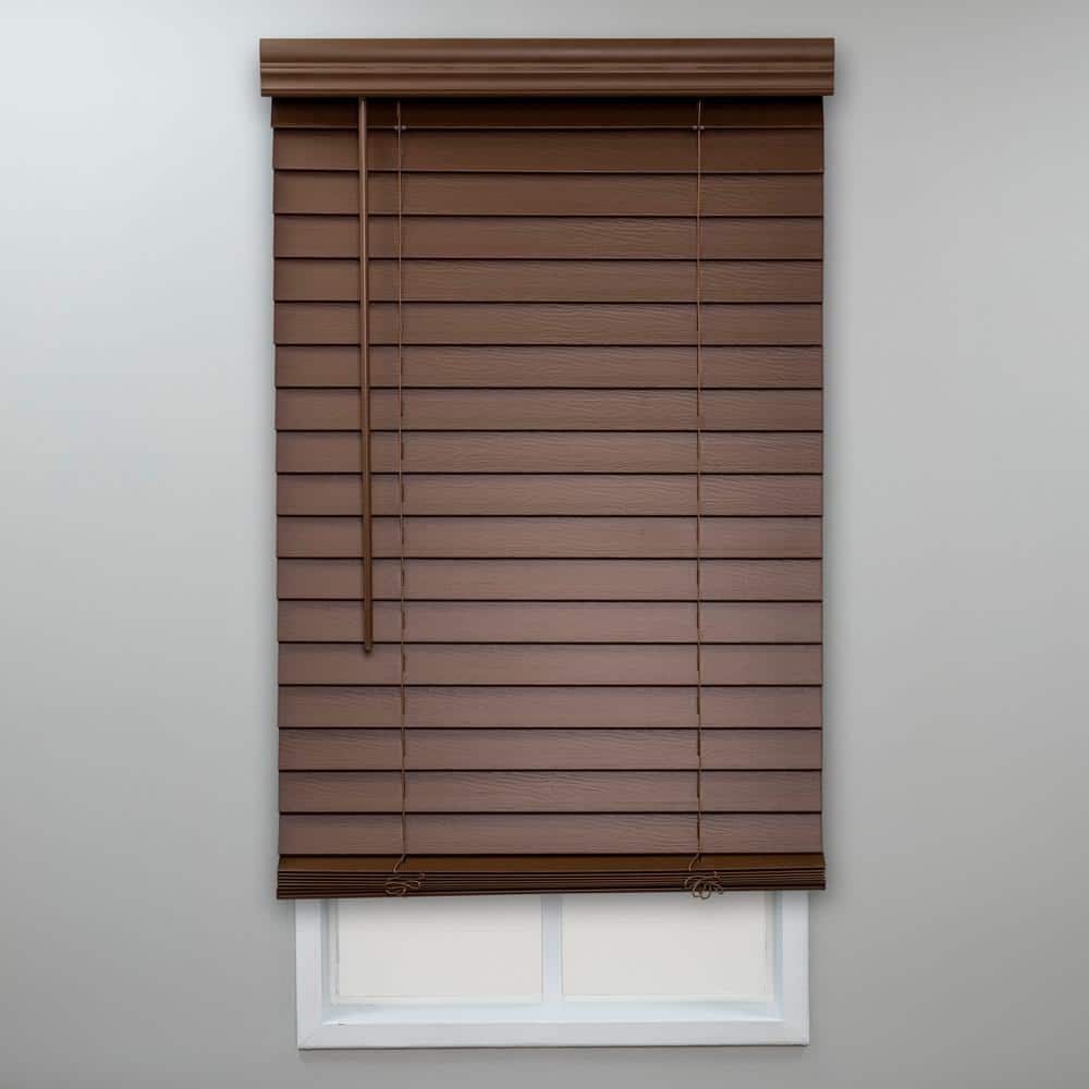 Textured Dark Oak Cordless Room Darkening Faux Wood Blinds with 2 in. Slats - 53 in. W x 48 in. L price history on PriceWatchPro
