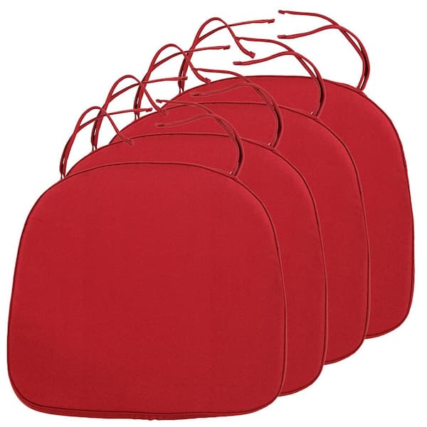 Leisuremod Modern Soft Comfortable Dining Chair Cushion Pads With Ties in Red Set of 4