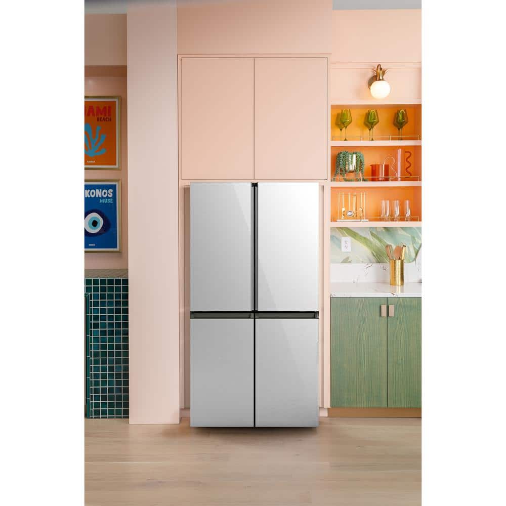 Platinum Glass 36" Smart Quad-Door Refrigerator with Ice Maker