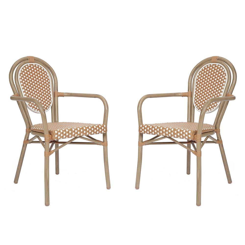 Brown Aluminum Outdoor Dining Chair in White Set of 2 price history on PriceWatchPro