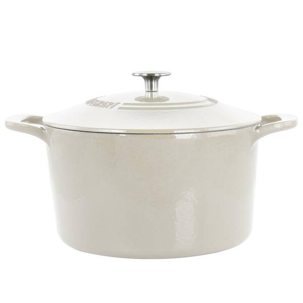 MARTHA STEWART 7-qt. Enameled Cast Iron Dutch Oven with Lid in White  985119100M - The Home Depot