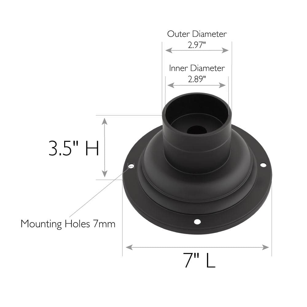 Matte Black Cast Aluminum Outdoor Pier Mount Base