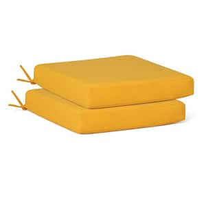 Fading Free 20 in. W. x 19.5 in. x 4 in. Yellow Outdoor Patio Thick Square Lounge Chair Seat Cushion Set 2-Pack