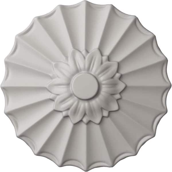 Ekena Millwork 1-3/8 in. x 9 in. x 9 in. Polyurethane Shakuras Ceiling Medallion, Ultra Pure White