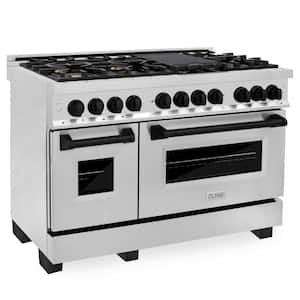 Autograph Edition 48 in. 7 Burner Double Oven Dual Fuel Range in Stainless Steel and Matte Black