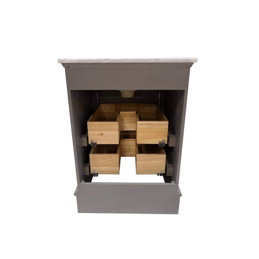 Gray 24'' Freestanding Single Vanity with Marble Top