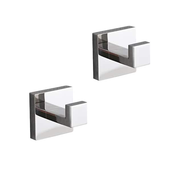 Satico 2 Pack J-Hook Wall-Mounted Stainless Steel Bathroom Robe/Towel Hook in Chrome for Bathroom Kitchen