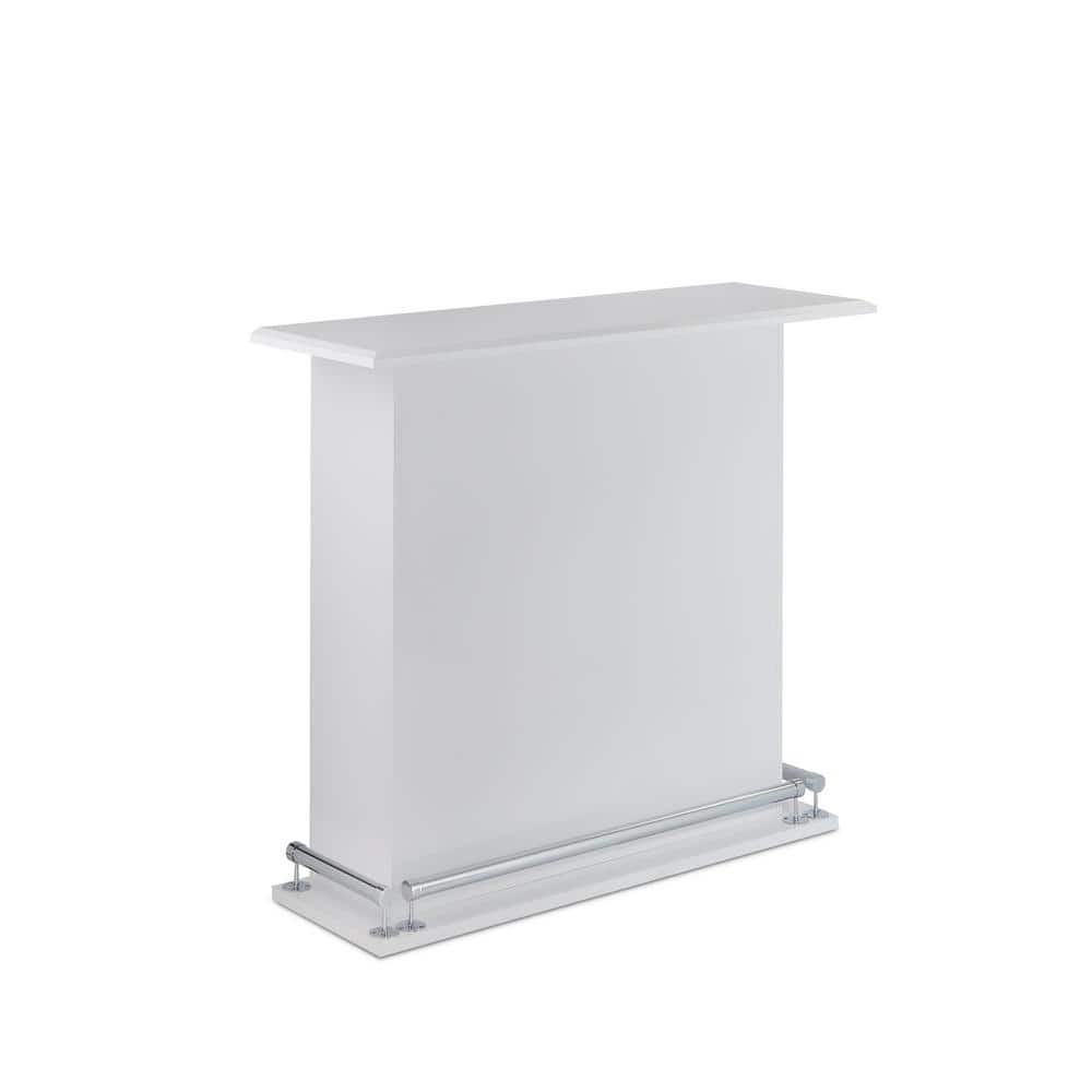 Kite High Gloss White Wooden Bar Table with Metal Footrest