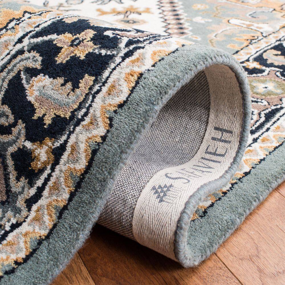 Elegant Heritage Hand-Tufted Wool Square Rug in Gray - 6'x6'