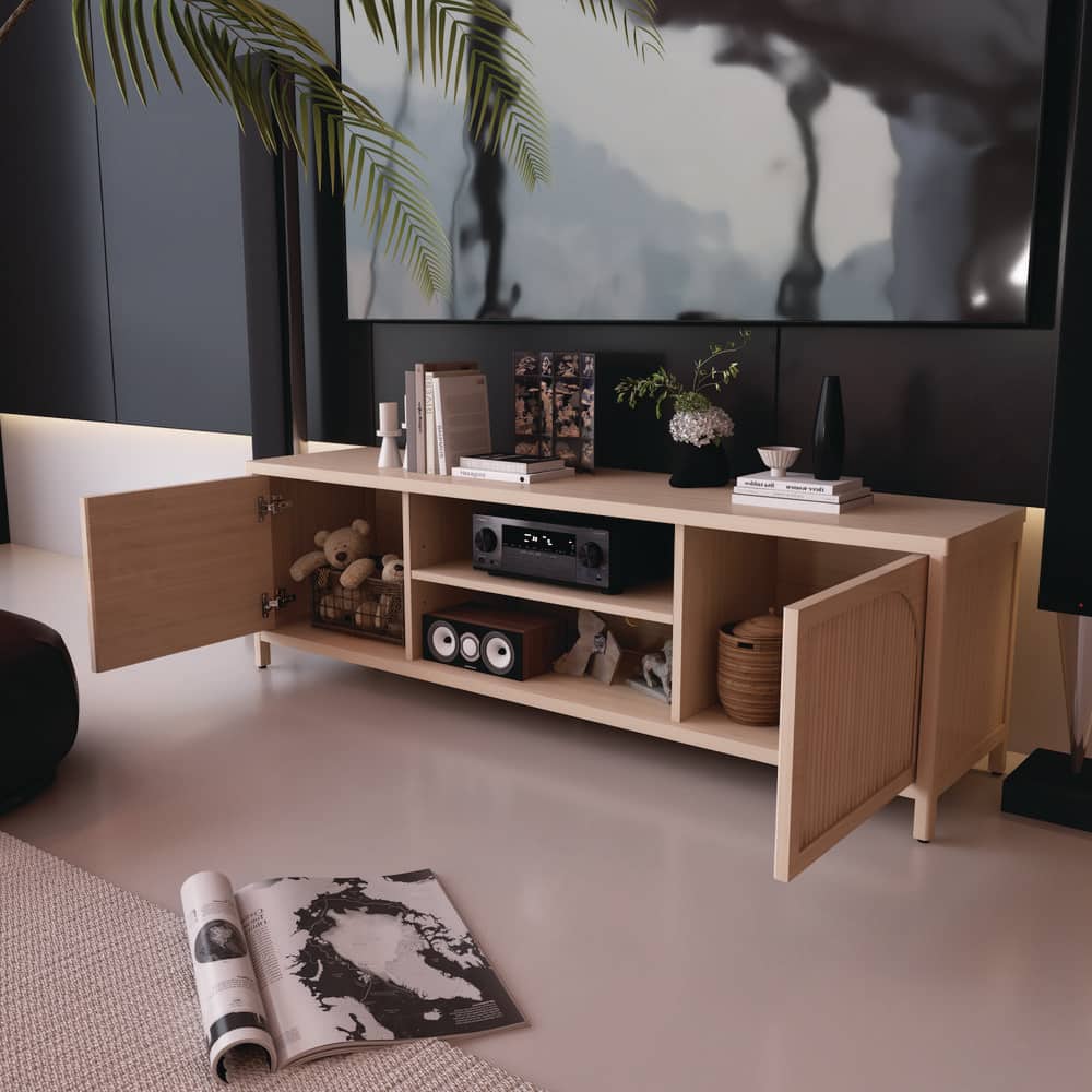 Noble House Cerix Natural Bamboo TV Stand Fits TVs up to 65 in