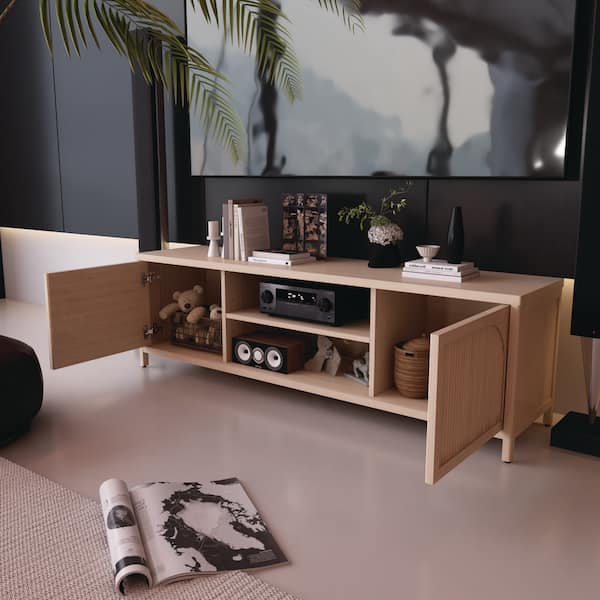 Noble House Cerix Natural Bamboo TV Stand Fits TVs up to 65 in