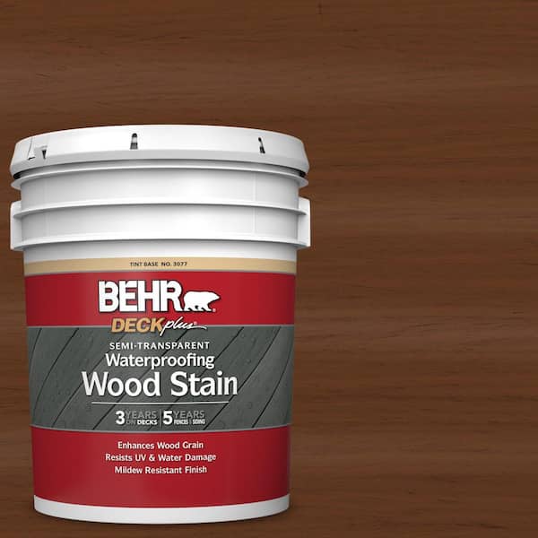 BEHR DECKplus 5 gal. #ST-110 Chestnut Semi-Transparent Waterproofing Exterior Wood Stain