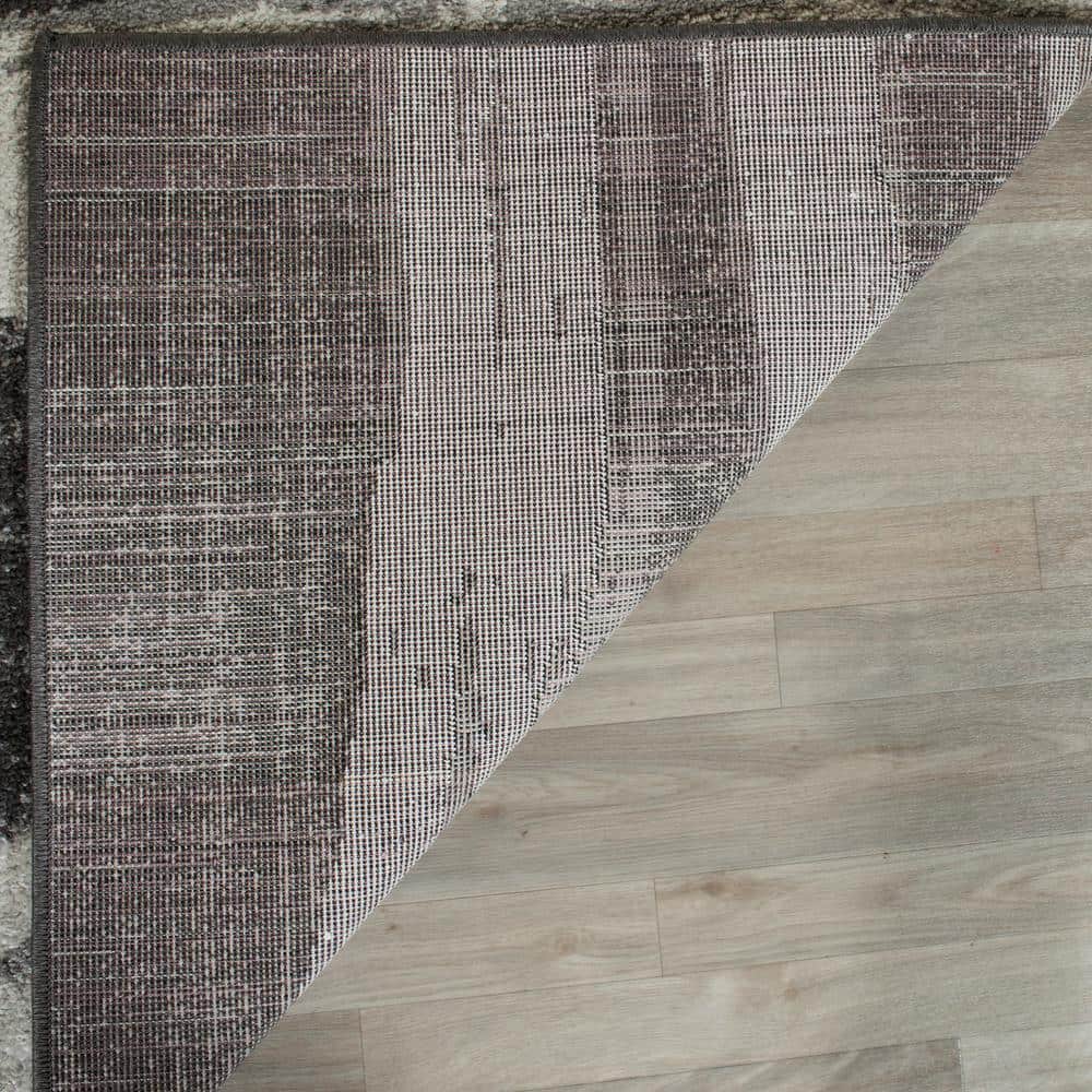 Charcoal and Ivory Synthetic Reversible Area Rug, 9' x 12'