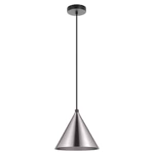 Narices 8.66 in. W x 7.11 in. H 1-light Structured Black Statement Pendant Light with Matte Nickel Metal Shade