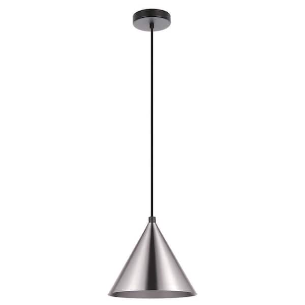 Eglo Narices 8.66 in. W x 7.11 in. H 1-light Structured Black Statement Pendant Light with Matte Nickel Metal Shade