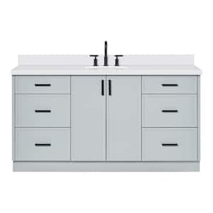 Kelly 67 in. W x 22 in. D x 36 in. H Single Bath Vanity in Grey with Pure White Quartz Top