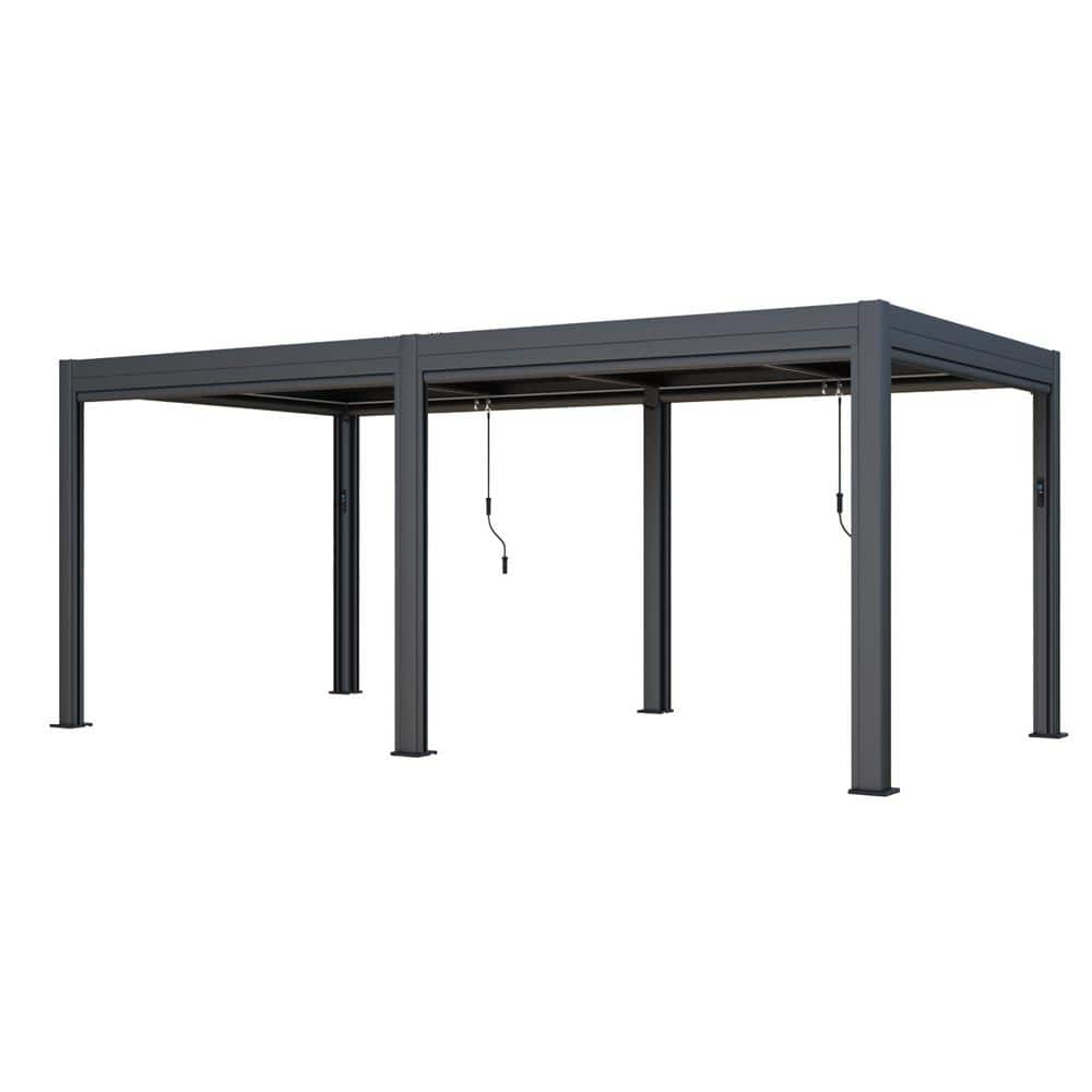 10 ft. x 20 ft. Outdoor Pergola with Auto Roof & Curtains, Patio Pergola wi