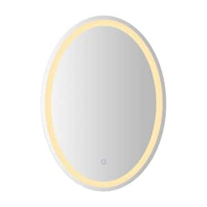 Dane 28 in. W x 20 in. H Oval Frameless Antifog Front/Back-Lit Tri-Color Wall Bathroom Vanity Mirror with Smart Touch