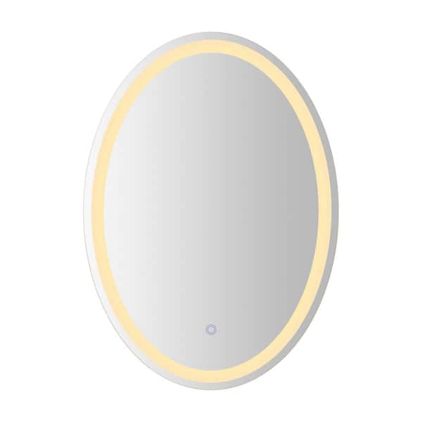 Dane 28 in. W x 20 in. H Oval Frameless Antifog Front/Back-Lit Tri-Color Wall Bathroom Vanity Mirror with Smart Touch