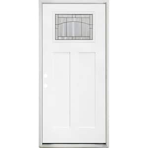 Legacy Knox 36 in. x 80 in. Right-Hand/Inswing Toplite 1/4 Decorative Glass White Primed Fiberglass Prehung Front Door