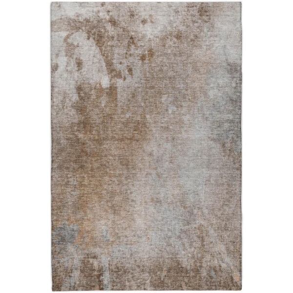 Dream Shag Premium Machine Washable Abstract ADS562 Mocha 5 ft. x 7 ft. 6 in. Area Rug