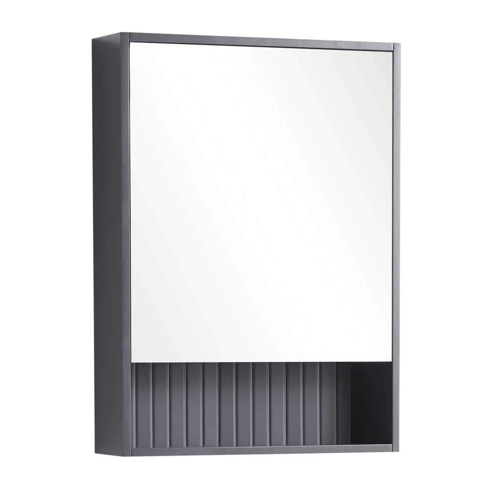 Venezian 22 in. W x 29.5 in. H Small Rectangular Rock gray wooden Surface Mount Medicine Cabinet with Mirror price history on PriceWatchPro