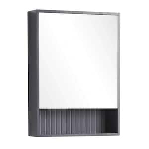 Venezian 22 in. W x 29.5 in. H Small Rectangular Rock gray wooden Surface Mount Medicine Cabinet with Mirror