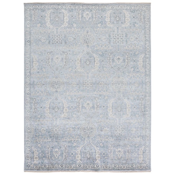 Haj Jalili 8 ft. x 10 ft. Light Blue Transitional Heriz Medallion Area Rug