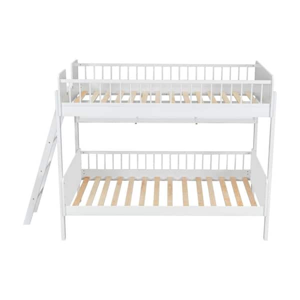 Harper & Bright Designs White Twin Size Wooden Bunk Bed with 3
