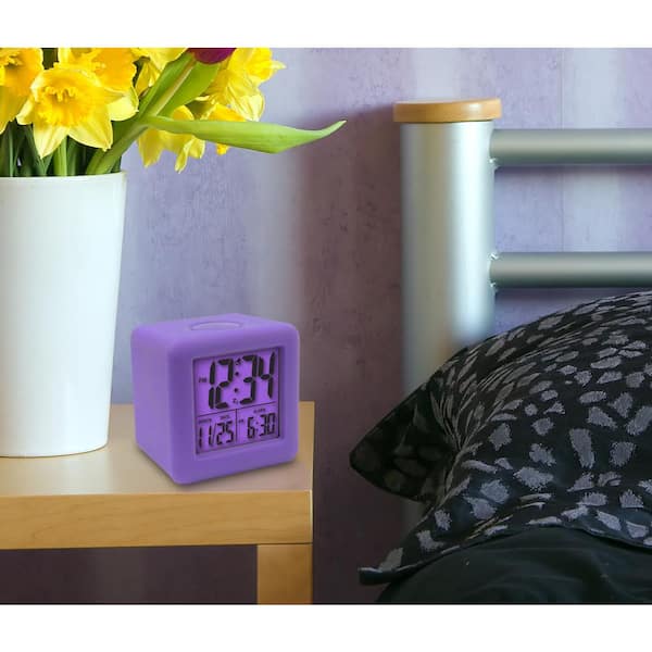 La Crosse Technology 3-1/4 in. x 3-1/4 in. Soft Purple Cube LCD Digital Alarm Clock