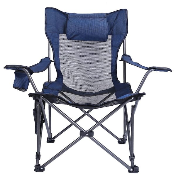 TIRAMISUBEST Foldable Camping Chair Reclining Backrest Angle Cup Holder Pillow Side Pocket Carry Bag