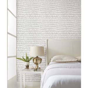 30.75 sq. ft. Tick Marks Black Peel and Stick Wallpaper