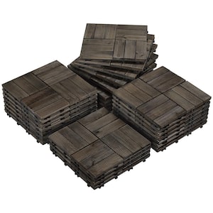 12 in. x 12 in. Fir Wood Flooring Tiles Wood Plastic Interlocking Pack of 27 Tiles