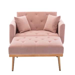 41 in. Wide Pink 2-Seat Square Arm Velvet Mid-Century Modern Straight Sofa