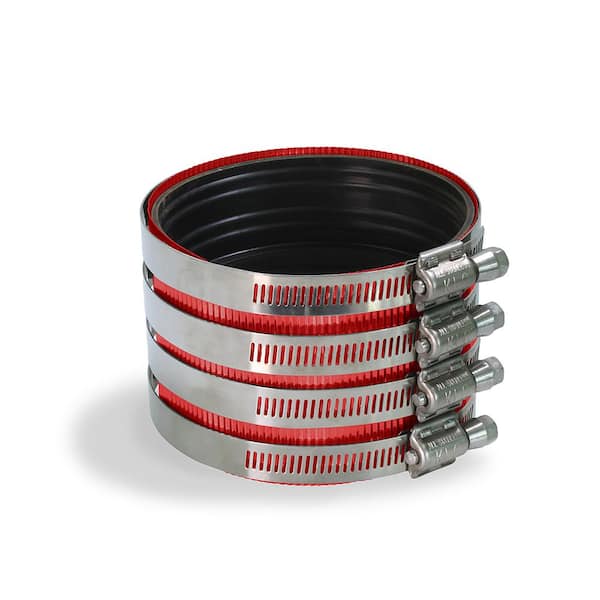 PLUMBFLEX 15 in. Heavy-Duty Stainless Steel No Hub Shielded Pipe Coupling with Clamps