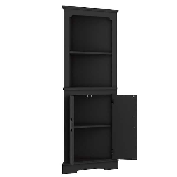 69.30 in. W x 30.60 in. D x 22.30 in. H Corner Kitchen Cabinet with 2-Dors and 2-Shelves in Black
