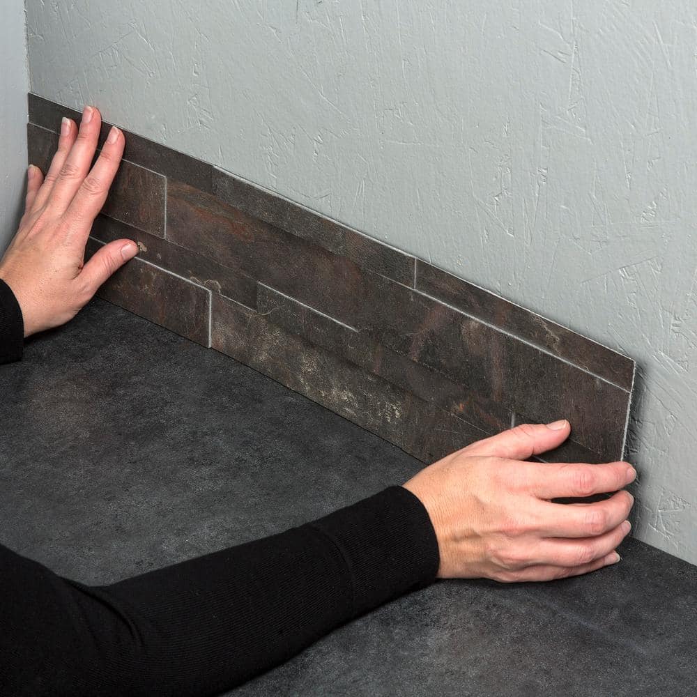 Kilnstone Gray Peel and Stick Real Stone Wall Tile