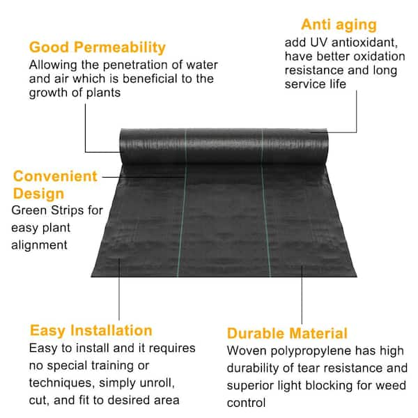 Greenhouse Ground Cover 4oz, Weed Barrier Block Landscape Fabric, Durable &  Heavy Duty Gardening Mat, Easy Setup & Superior Weed Control - 4 x 100