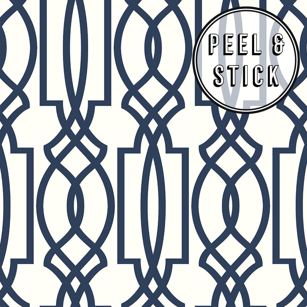 Trellis Blue/White Vinyl Peelable Roll (Covers 30.75 sq. ft.)