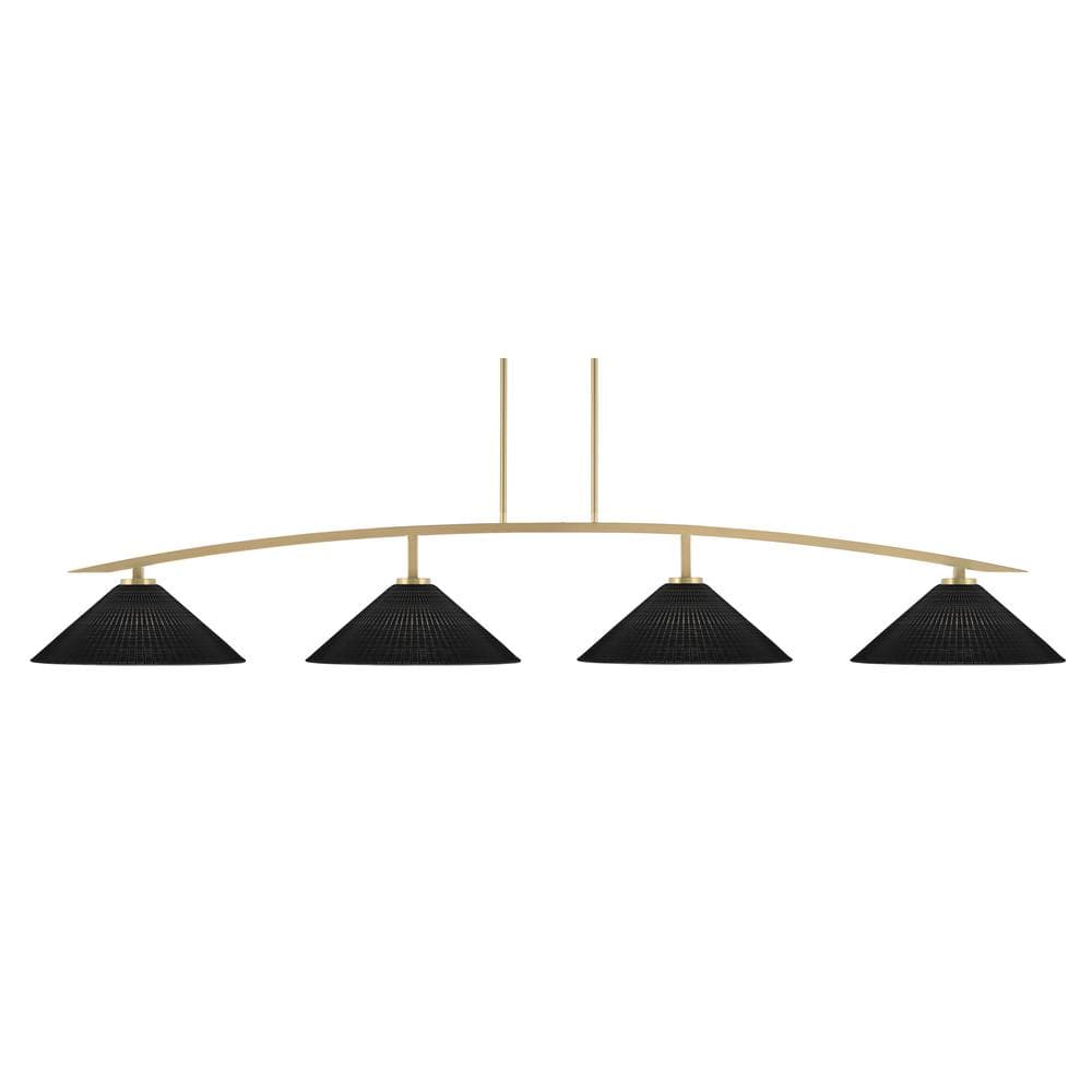 Siena 4-Light New Age Brass Billiard Light with 16 in. Black Matrix Glass S