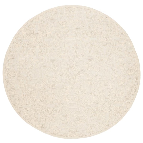 Trace Ivory 8 ft. x 8 ft. Geometric Floral Medallion Area Rug