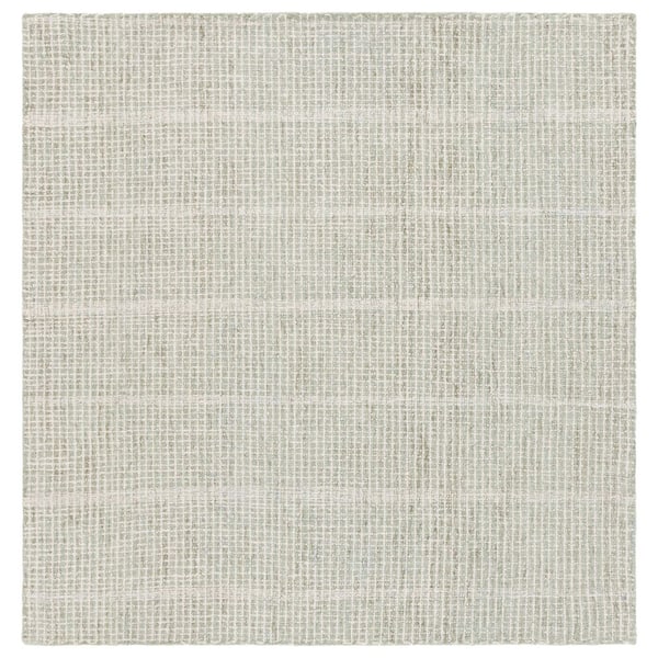 Abstract 6 ft. x 6 ft. Square Sage/Ivory Classic Crosshatch Area Rug